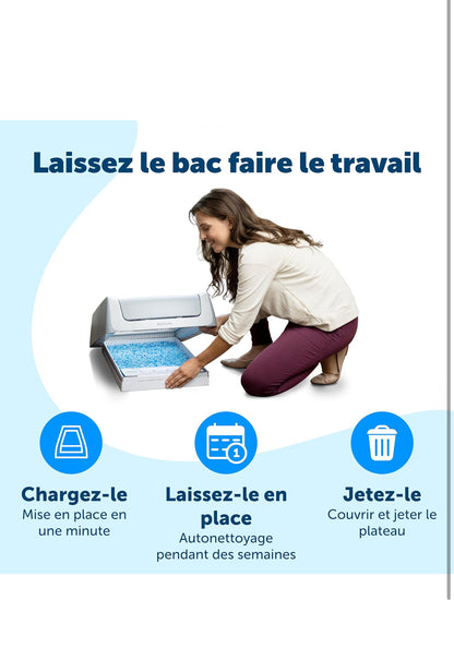 PetSafe - ScoopFree Bac à Litière de Remplacement pour Les Chats avec des Cristaux Bleus - Contrôle des Odeurs, sans Poussière, Protection Contre Les Fuites - Paquet de 3.