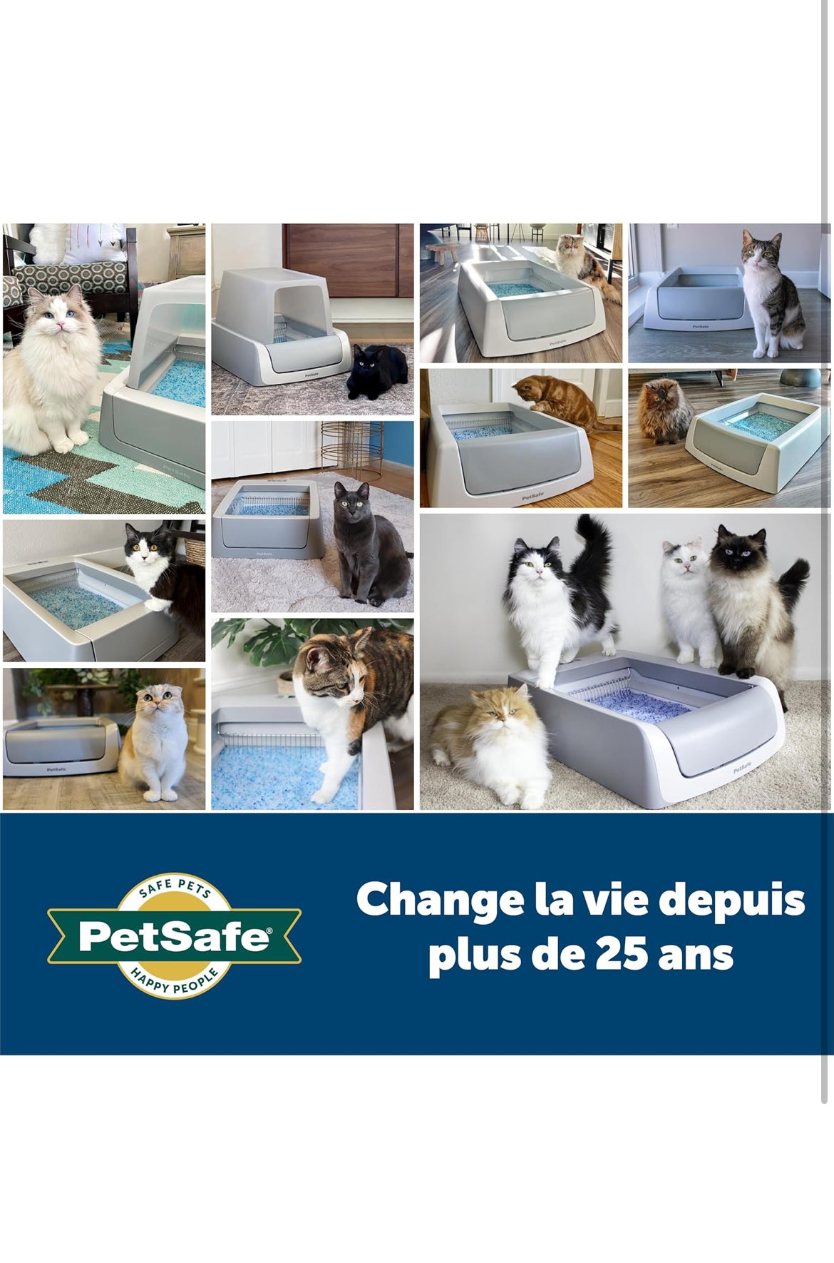 PetSafe - ScoopFree Bac à Litière de Remplacement pour Les Chats avec des Cristaux Bleus - Contrôle des Odeurs, sans Poussière, Protection Contre Les Fuites - Paquet de 3.